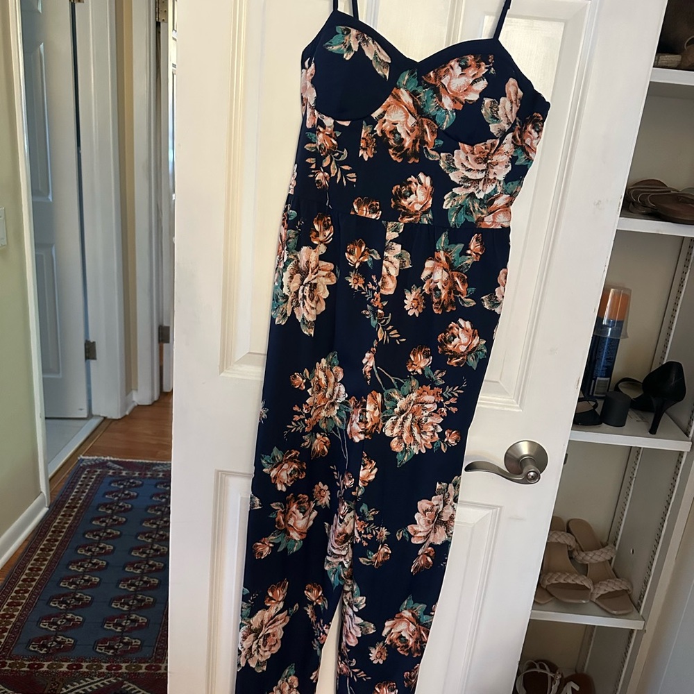 Floral Jumpsuit with Spaghetti Straps